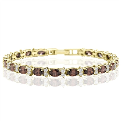 Designer Bracelet With Oval chocolate And Round Brilliant Stones, 12.50 Cts.T.W. In 14K Solid Yellow Gold.
