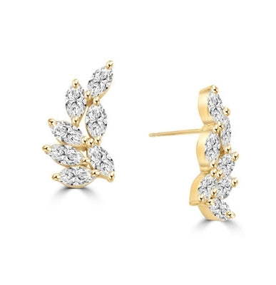 Diamond Essence Designer Earring with Marquise Essence. Appx. 7 Cts.T.W. set in 14K Solid Yellow Gold.