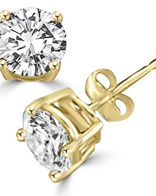 Diamond Essence ear studs, 0.75 carat each, set in 14K Solid Gold-four prongs settings. 1.50 Cts.T.W.