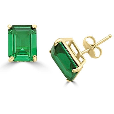 Solid Gold emerald studs earrings