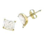 Radiant Emerald cut Diamond Essence studs cradled in 14K Solid Yellow Gold, 3.0 cts. t.w.
