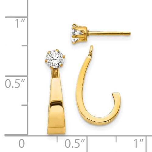 14K Gold J Hoop with Diamond Essence Stud Earring Jackets