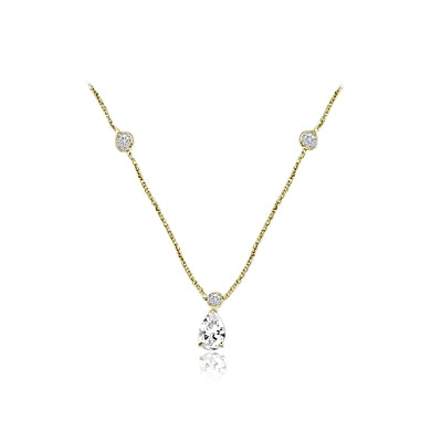 3ct pear cut diamond with bezel-set in yellow gold