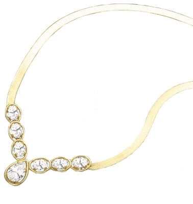 Classic combination of Diamond Essence Oval cut and Pear cut stones, apprx 4.0 cts.t.w. set in 14K Solid Gold. Necklace suitable for any occasion.