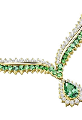 4.5 ct. Emerald Essence stones necklace in Yellow gold