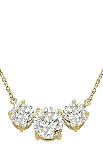 A three stone necklace with 16 Inch rope chain
