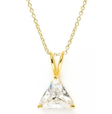 Diamond Essence Pendant with Triangle stone.3.0 Cts. T.W. set in 14K Solid Yellow Gold.