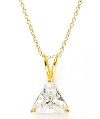 Diamond Essence Pendant with Triangle stone.3.0 Cts. T.W. set in 14K Solid Yellow Gold.