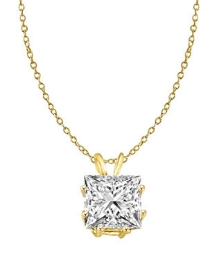 2ct princess-cut pendant in Solid Gold