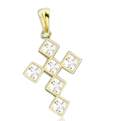 Solid gold bezel setting,princess cut cross pendant