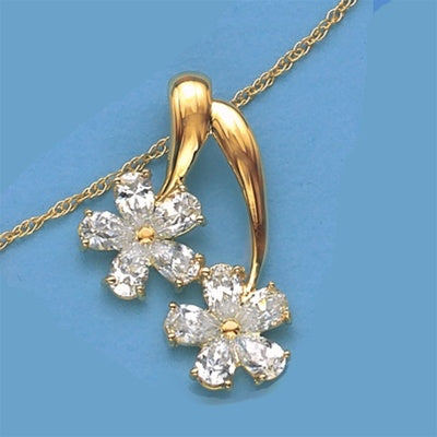 Pendant-solid gold,2 flower slide,10 pear shape stone