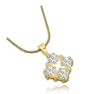 4 Princess Cut Masterpieces pendant in Yellow Gold