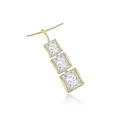 3 bezel set princess cut stones in gold pendant