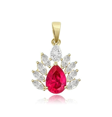 2ct pear cut ruby,marquise cut pendant in solid gold