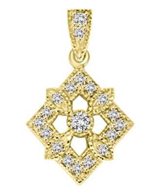 Diamond Essence Designer Pendant with Round Stones.1.25 Cts. T.W. set in 14K Solid Yellow Gold.