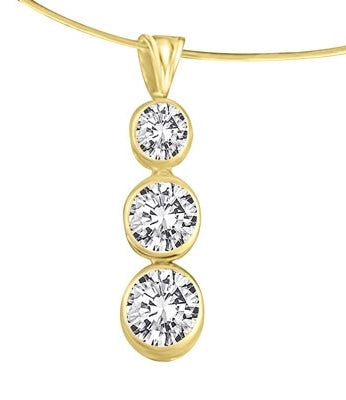 Pendant-2.25ct solid gold graduated bezel,round stone