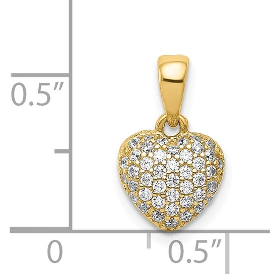 Little Heart for Children - Heart shape Pendant with cluster of Diamond Essence Melee, 1.0 Ct. T.W. set in 14k Solid Yellow Gold.