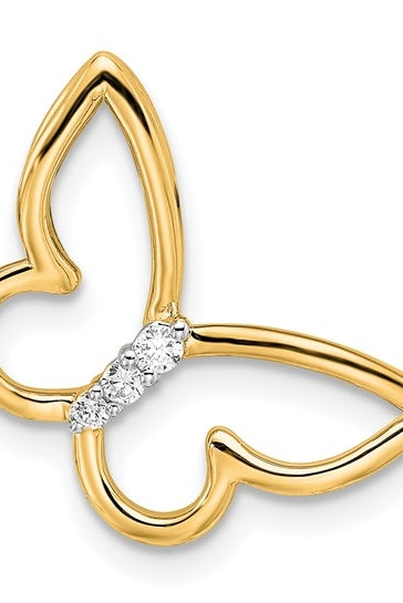 14K gold butterfly pendant with round diamonds