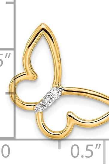 14K gold butterfly pendant with round diamonds
