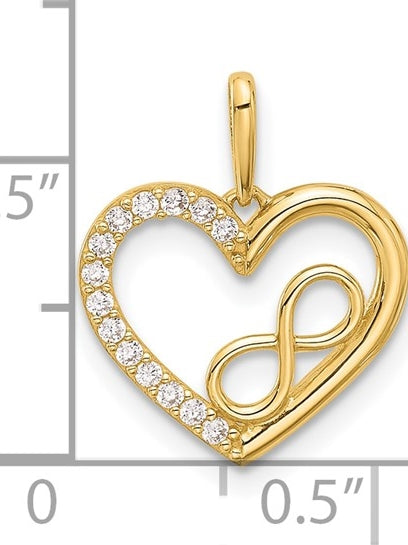 Prong Set Diamond Essence Round Brilliant stones In 14K Solid Gold Heart Pendant