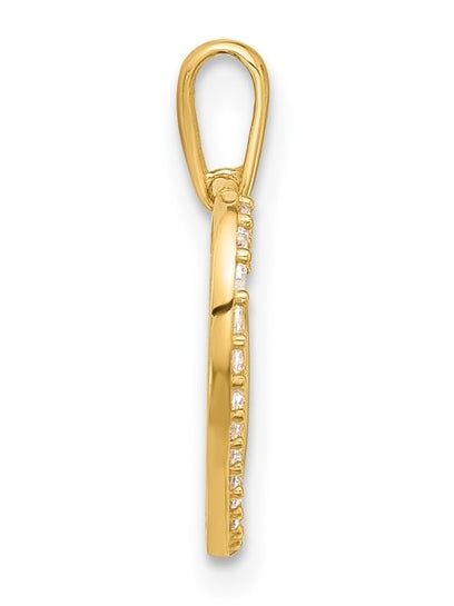 Prong Set Diamond Essence Round Brilliant stones In 14K Solid Gold Heart Pendant