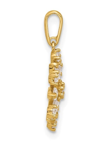 Prong Set Beautiful Snowflake Pendant in 14K Yellow Gold