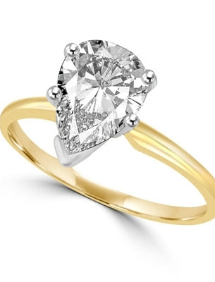 two tone ring with pear cut stone