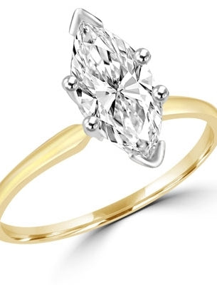Ring with marquise shape diamond essence