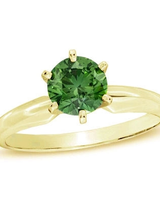 Diamond Essence Solitaire Ring With Emerald Round Brilliant stone, 2 Cts.T.W. In 14K Solid Yellow Gold, a perfect solitaire ring.