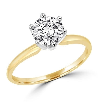 Solitaire ring with 3 carat stone set in two-tone