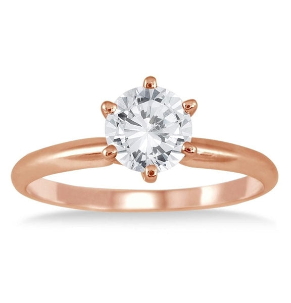 Solitaire rose gold ring with 3 carat stone