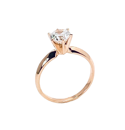 Solitaire rose gold ring with 3 carat stone