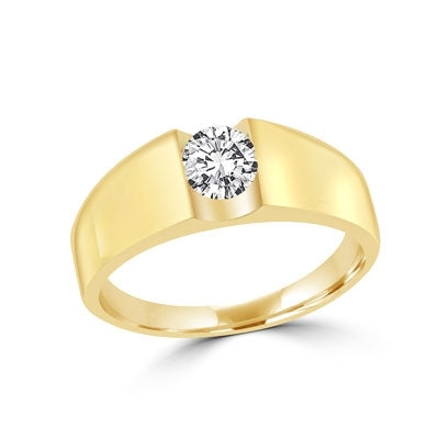 14K Solid Yellow Gold ring with 1.0 carat round brilliant stone.