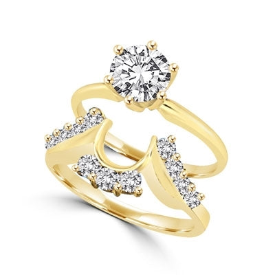 14K Solid Gold ring wrap with round accents. 0.45 cts.tw.This item does not include solitaire ring.