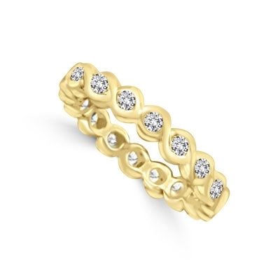 Camelot - Superb Wedding Band, 1.1 Cts. Round Brilliants intrinsicly set in curvy channels, in 14K Solid Gold.