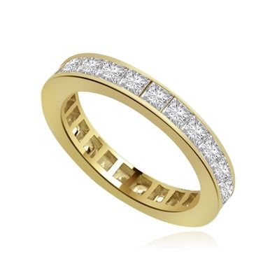 channel set princess diamond band in 14K Solid Gold
