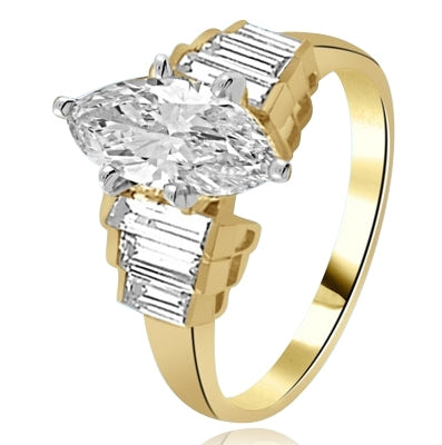 2ct. Marquise-cut Diamond Solid Gold ring