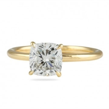 14k yellow gold ring with cushion cut stone