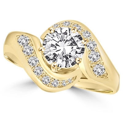 Ring channel set round diamond in swirl design