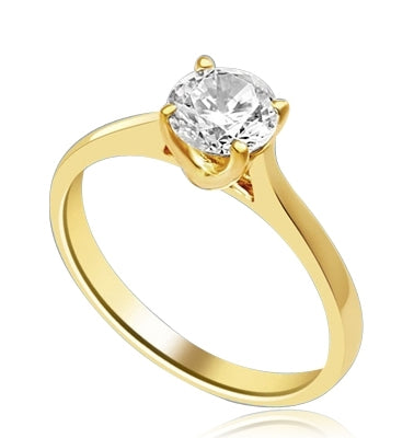 A perfect solitaire to propose! Beautiful Tiffany set 0.75 Ct. Ring. In 14k Solid Yellow Gold.