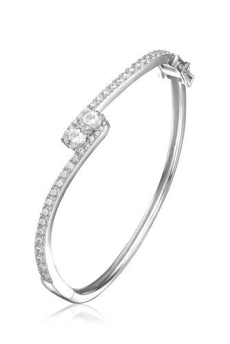 Diamond Essence U & ME Bracelet, with two Round Brilliant stone set in four prongs in close connection, supported by melee on the sides. 2.25 Cts.T.W. in Platinum Plated Sterling Silver. Perfect for any occasion. Matching Necklace #SNC6084