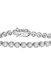 6.75 Inch bezel set bracelet in silver
