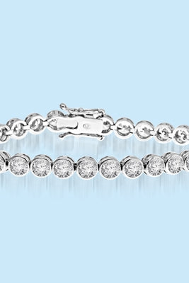 6.75 Inch bezel set bracelet in silver