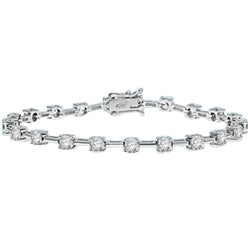 Diamond Essence round brilliants, 0.25 ct. each, set in four prongs setting, and in alternate fashion with bars. 5.25 cts.t.w.in Platinum Plated Sterling Silver.