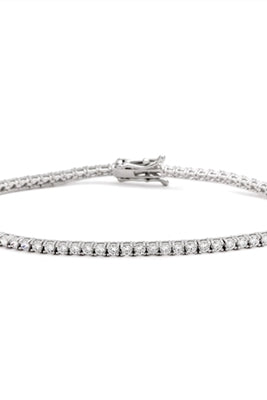 Platinum Plated Silver-7" round stone bracelet
