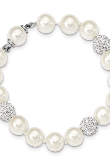 Sterling Silver Pearl Bracelet 8".