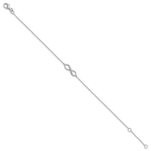 Infinity Bracelet with 0.50 ct. Round Brilliant Diamond Essece Round Stones in Platinum Plated Sterling Silver.