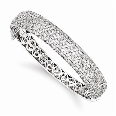 Simulated Diamond Pave Setting Bangle Bracelet with Diamond Essence Brilliant Melee