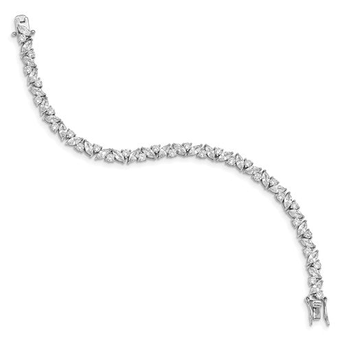 Diamond Essence Designer Bracelet With Round And Marquise Stones set alternate in prong setting of Platinum Plated Sterling Silver, 10.0 Cts.t.w.