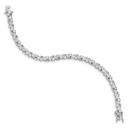 Diamond Essence Designer Bracelet With Round And Marquise Stones set alternate in prong setting of Platinum Plated Sterling Silver, 10.0 Cts.t.w.